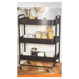 Neatfreak Extra-Wide 3-Tier Rolling Cart with Black Finish