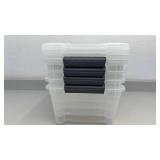 Set of 4 IRIS USA Buckle Up Plastic Storage Boxes 12.9 QT