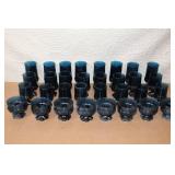 Set of 24 Vintage Blue Goblets and Tumblers Collection
