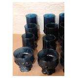Set of 24 Vintage Blue Goblets and Tumblers Collection