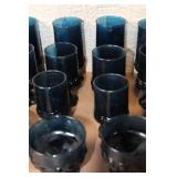 Set of 24 Vintage Blue Goblets and Tumblers Collection