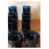 Set of 24 Vintage Blue Goblets and Tumblers Collection