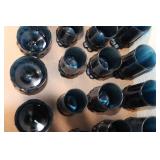 Set of 24 Vintage Blue Goblets and Tumblers Collection