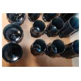 Set of 24 Vintage Blue Goblets and Tumblers Collection