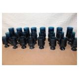 Set of 24 Vintage Blue Goblets and Tumblers Collection