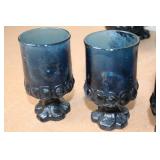 Set of 24 Vintage Blue Goblets and Tumblers Collection
