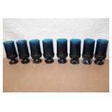 Set of 24 Vintage Blue Goblets and Tumblers Collection