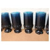 Set of 24 Vintage Blue Goblets and Tumblers Collection