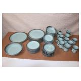 Arrow Stone Blue Gray Ceramic Dinnerware Set with Mugs and Plates