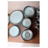 Arrow Stone Blue Gray Ceramic Dinnerware Set with Mugs and Plates
