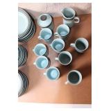 Arrow Stone Blue Gray Ceramic Dinnerware Set with Mugs and Plates