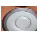 Arrow Stone Blue Gray Ceramic Dinnerware Set with Mugs and Plates