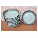 Arrow Stone Blue Gray Ceramic Dinnerware Set with Mugs and Plates