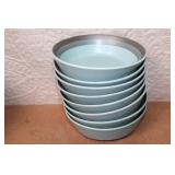 Arrow Stone Blue Gray Ceramic Dinnerware Set with Mugs and Plates