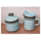 Arrow Stone Blue Gray Ceramic Dinnerware Set with Mugs and Plates