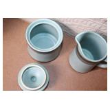 Arrow Stone Blue Gray Ceramic Dinnerware Set with Mugs and Plates