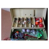 Fishing Gear Lot with 2 Tackle Boxes, Knives, Lures, and Accessories