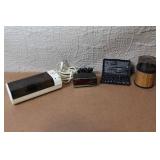 Vintage Electronics Lot: Sharp Memo Master Alarm, Spartus Clock, GE Battery Charger, Grinder