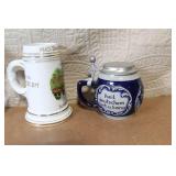Set of 5 German Beer Steins and Mugs with Pewter Lids