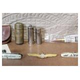 Vintage Cigarette Tin, Knives, Collectibles, and Novelty Items Lot