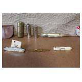 Vintage Cigarette Tin, Knives, Collectibles, and Novelty Items Lot