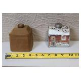 Vintage Wooden Swan Butter Mold and Maple Syrup Tin