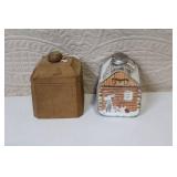 Vintage Wooden Swan Butter Mold and Maple Syrup Tin