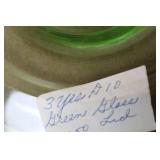 Collection of Vintage Green Depression Glass Kitchenware and Lids