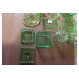 Collection of Vintage Green Depression Glass Kitchenware and Lids