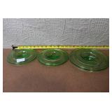 Collection of Vintage Green Depression Glass Kitchenware and Lids