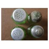 Collection of Vintage Green Depression Glass Kitchenware and Lids