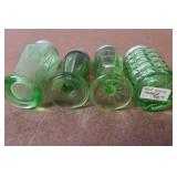Collection of Vintage Green Depression Glass Kitchenware and Lids