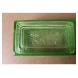Collection of Vintage Green Depression Glass Kitchenware and Lids