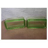 Collection of Vintage Green Depression Glass Kitchenware and Canisters