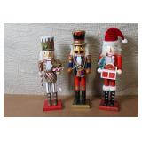 Set of 3 Decorative Wooden Nutcrackers Holiday Christmas Theme