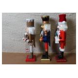 Set of 3 Decorative Wooden Nutcrackers Holiday Christmas Theme