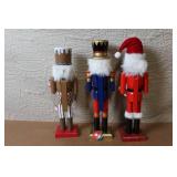 Set of 3 Decorative Wooden Nutcrackers Holiday Christmas Theme
