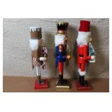 Set of 3 Decorative Wooden Nutcrackers Holiday Christmas Theme