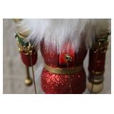 Holiday Nutcracker Marionette Music Box with Blue Hat and Glitter Details