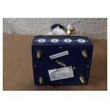 Holiday Nutcracker Marionette Music Box with Blue Hat and Glitter Details