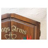 Kings Arms Wall-Mounted Dartboard Cabinet with Accessories