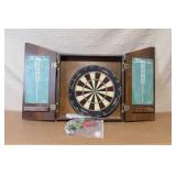 Kings Arms Wall-Mounted Dartboard Cabinet with Accessories