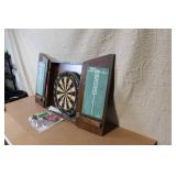 Kings Arms Wall-Mounted Dartboard Cabinet with Accessories