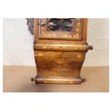 Antique Inlaid Wood Wall Clock with Roman Numerals