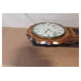 Antique Inlaid Wood Wall Clock with Roman Numerals