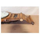 Antique Inlaid Wood Wall Clock with Roman Numerals
