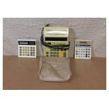 Vintage Calculator Lot with Texas Instruments TI-3000, IMA LC 780, Lee Long Upon & TI Pouch