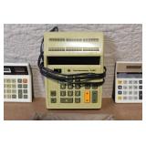 Vintage Calculator Lot with Texas Instruments TI-3000, IMA LC 780, Lee Long Upon & TI Pouch