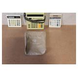 Vintage Calculator Lot with Texas Instruments TI-3000, IMA LC 780, Lee Long Upon & TI Pouch