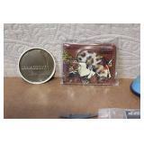 Vintage Toy Collection with Studebaker Badge, Davy Crockett Wallet, and Handcuffs